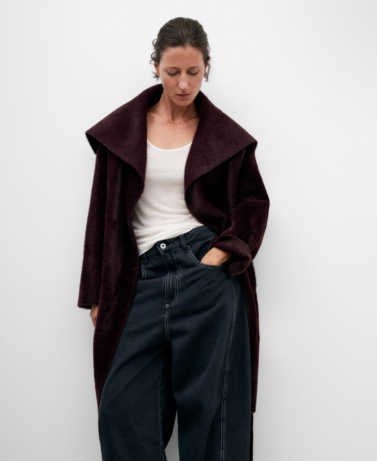 Aubergine nylon knitted jacket for women AD Europa