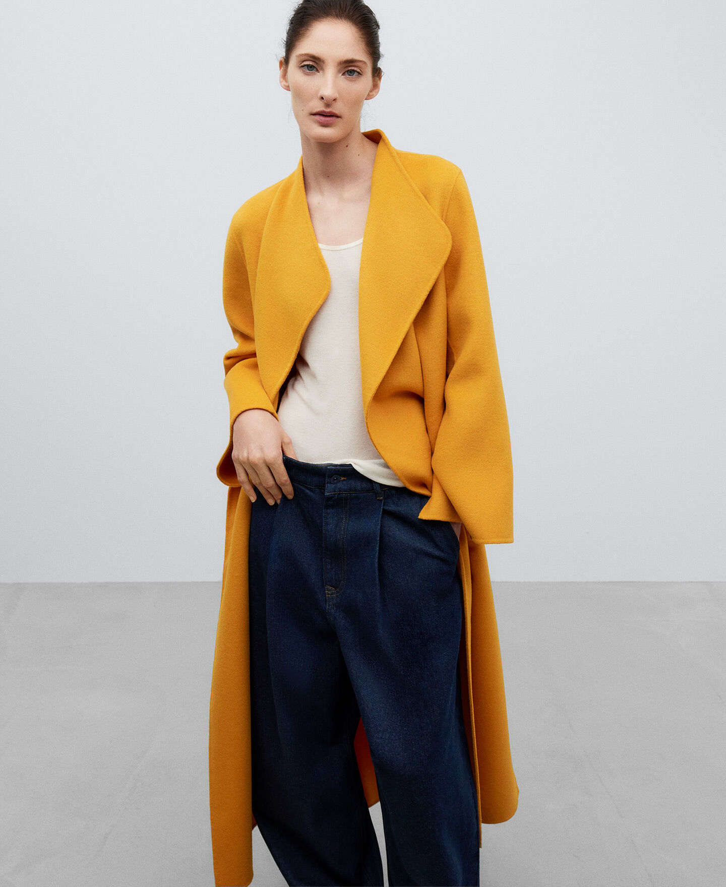 Long top fabric coat