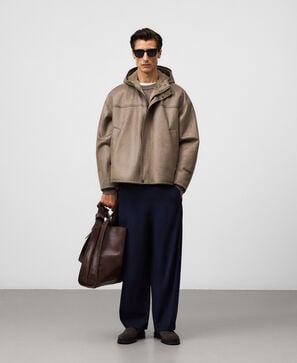 Leather-Non-Leather oversize jacket man