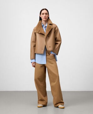 Leather-Non-Leather short coat woman