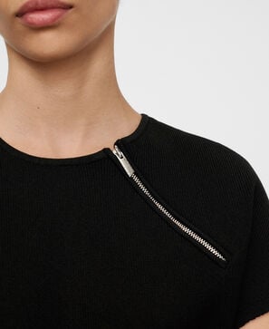 Kurz&auml;rmeliger Halbzip-Pullover