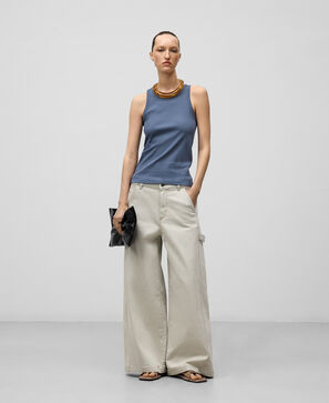 Cotton ribbed tank top woman