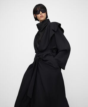 Vestido combinado cuello chimenea