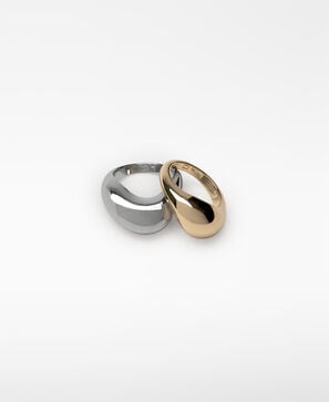 Organic two-tone double finger ring