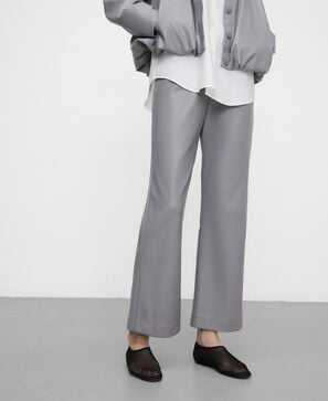 Leather-Non-Leather flare trousers