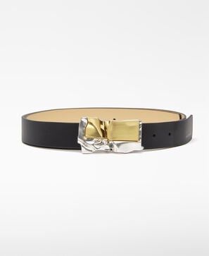 Reversible belt with jewel buckle woman