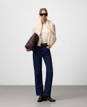 Merino wool crew collar T-shirt woman