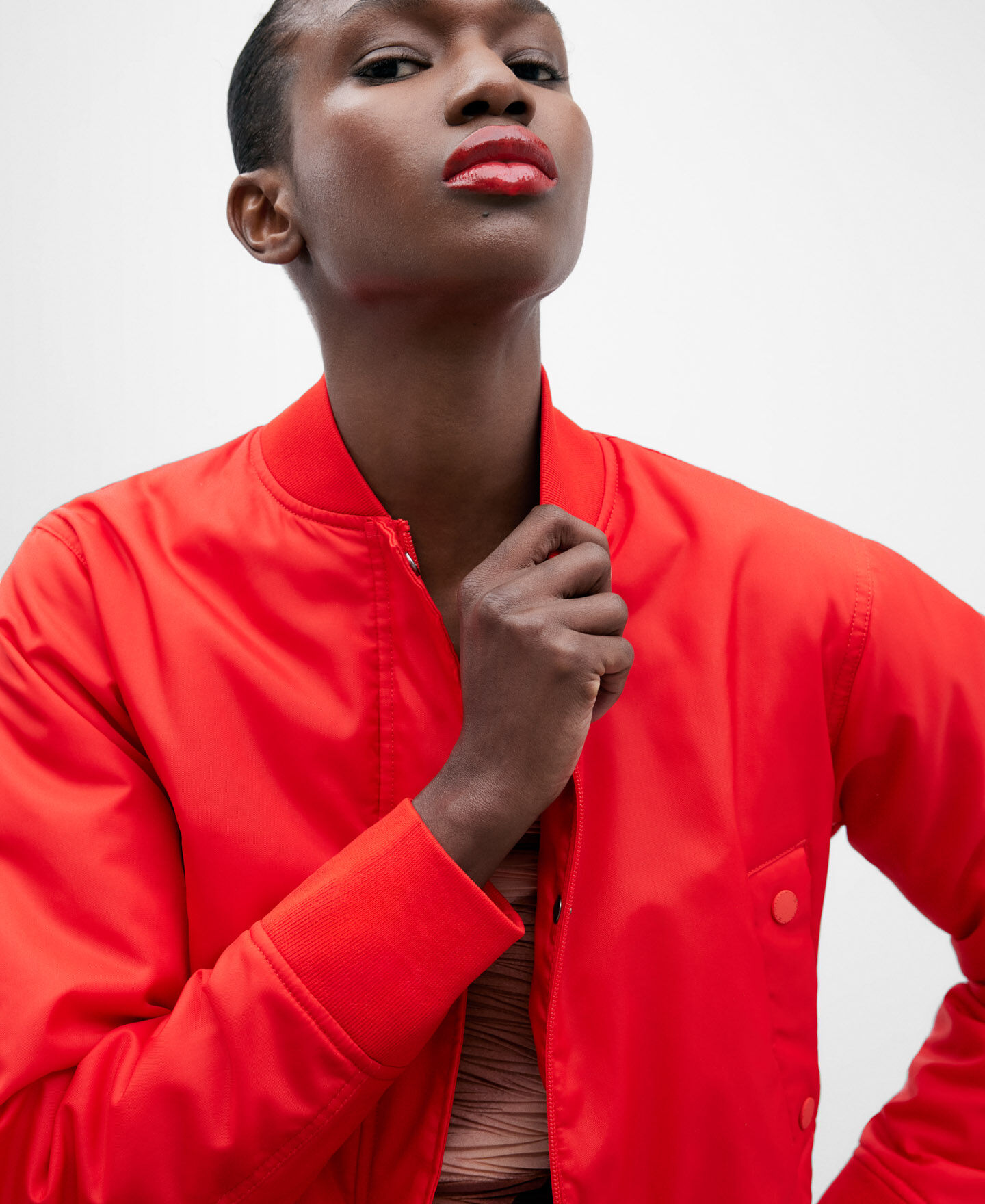 Red short bomber jacket AD Espa a