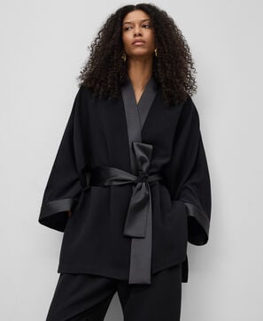 Double fabric kimono with belt