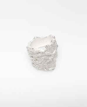 Asymmetric textured ring woman