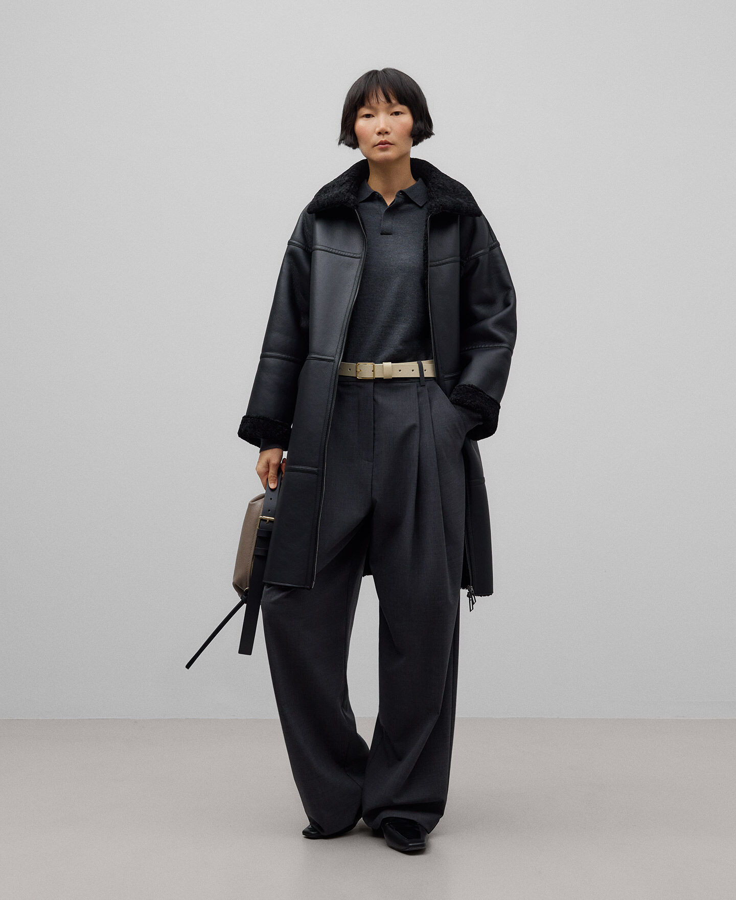 Leather-Non-Leather long coat woman | AD España