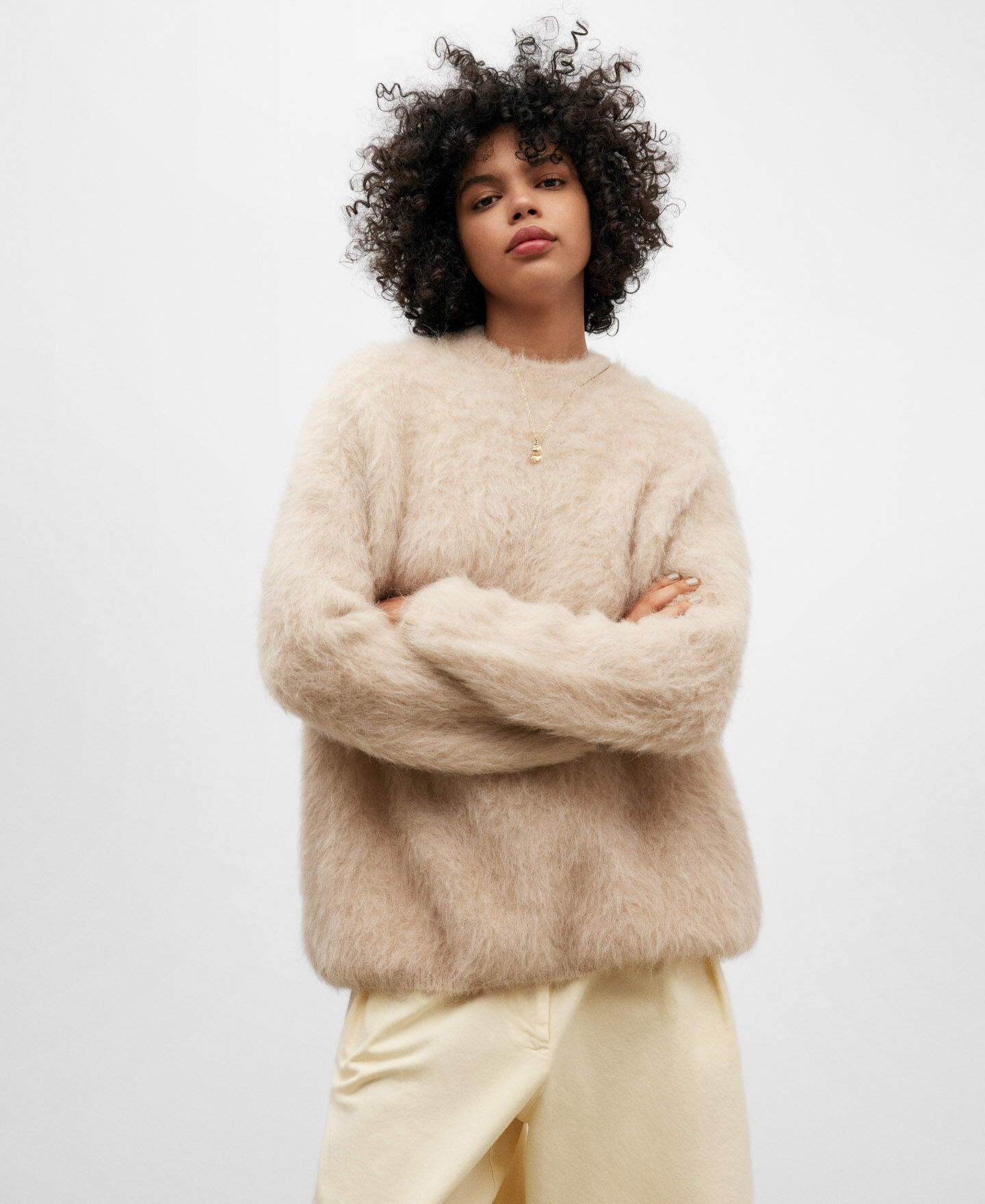 Ecru carded alpaca sweater for women AD Europa