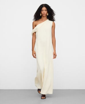 Asymmetric neckline long dress