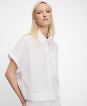 Cotton shirt with lace trim