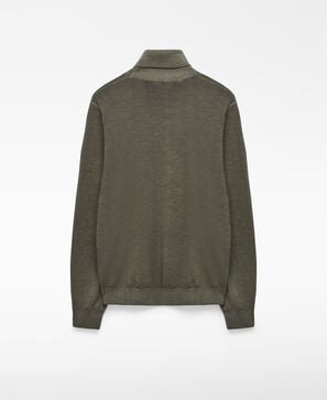 Garment-dyed merino wool sweater