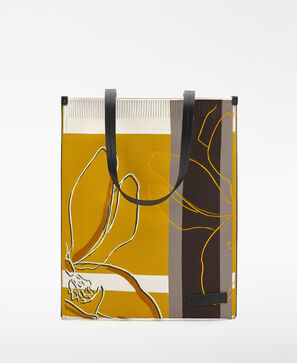 Shopper plat en maille imprim&eacute;e avec broderie