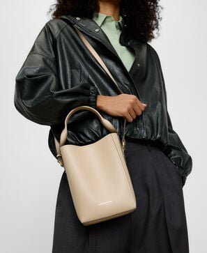 Mica leather bucket bag
