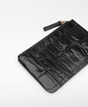 Mica croc-embossed small wallet woman