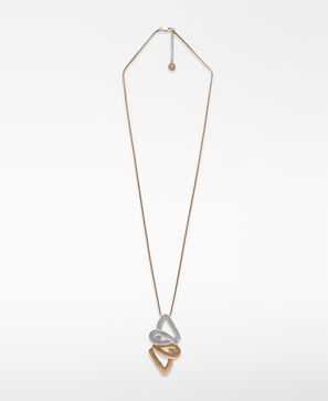 Two-tone metal piece necklace woman
