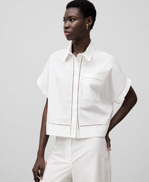 Cotton shirt with openwork details woman