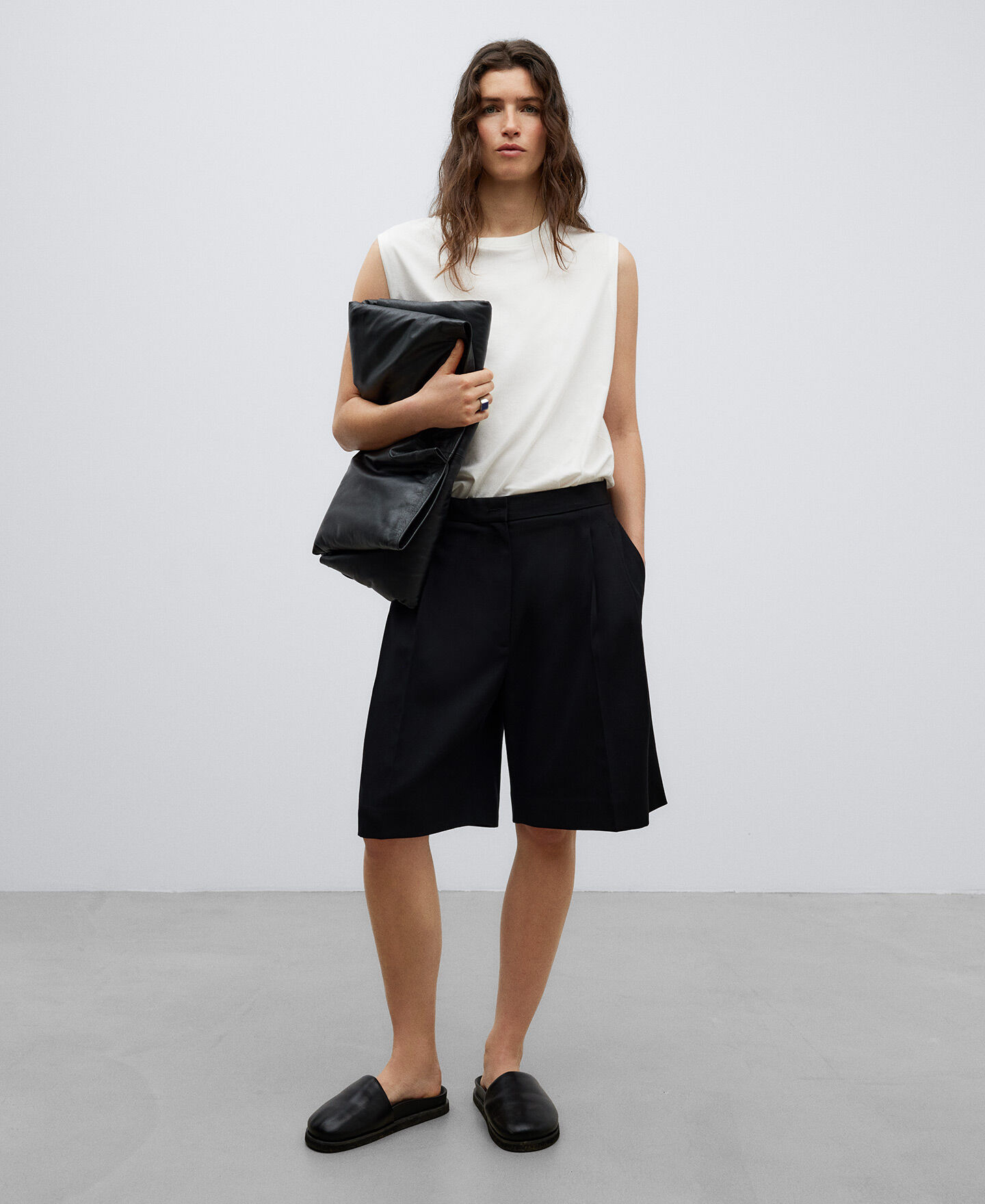Black sales fabric shorts