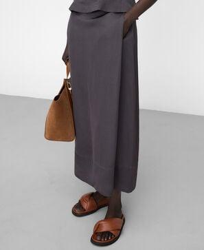 Pleated A-line midi skirt