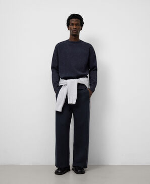 Rolled neck melange knit sweater man