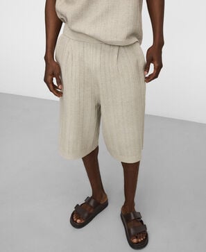 Raffia texture oversize bermuda shorts