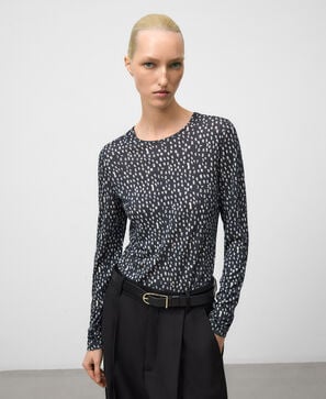 Camiseta estampada manga larga mujer