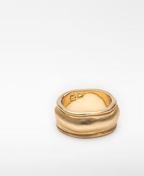 Double-finish metal ring woman