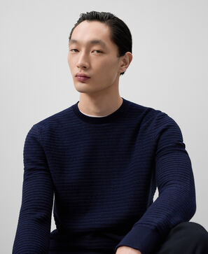 Regular fit structure knit sweater man