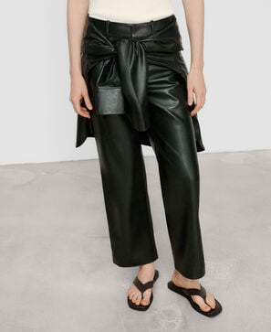 Leather-Non-Leather straight trousers