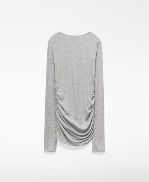 Long sleeve gathered T-shirt