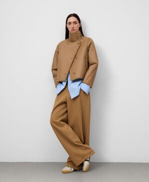 Leather-Non-Leather short coat woman