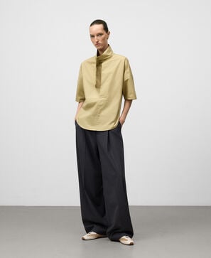 Shirt mit Stehkragen aus Bio-Baumwolle für Damen