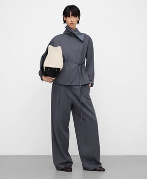 Straight pleated trousers