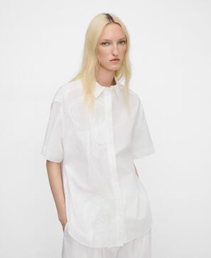 Cotton embroidered oversize shirt