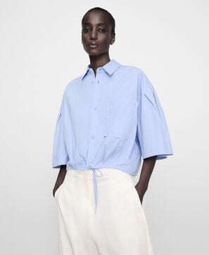 Cotton boxy shirt with adjustable hem