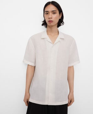 Hemd mit Bowlingkragen, gestreift, aus europ&auml;ischem Leinen