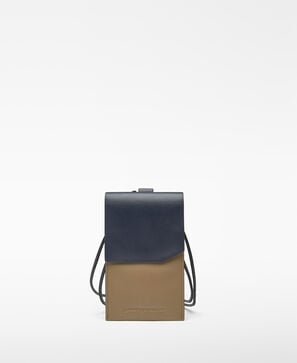 Pochette pour t&eacute;l&eacute;phone bicolore en cuir