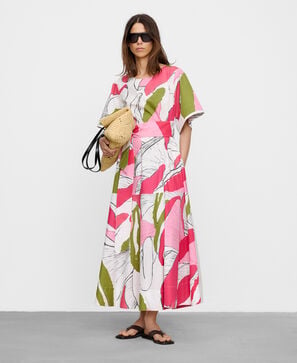 Vestido estampado manga japonesa algod&oacute;n