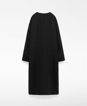 Merino wool blend round neck coat