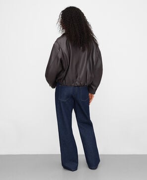 Leather boxy jacket