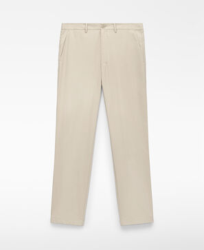 Cotton poplin straight trousers