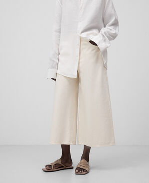 Pantalón cropped denim algodón mujer