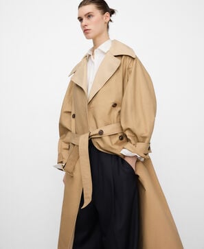 Two-tone double-lapel trench coat