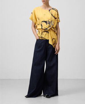 Printed draped top woman