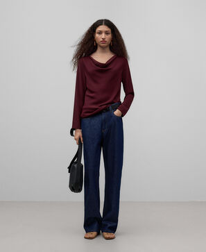 Top cuello drapeado mujer