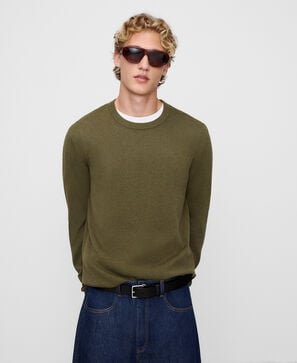 Crew collar melange knit sweater
