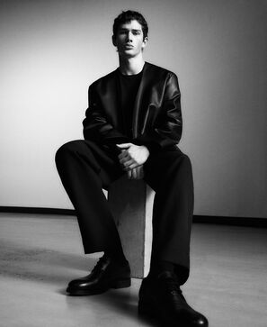 Leather-Non-Leather kimono jacket